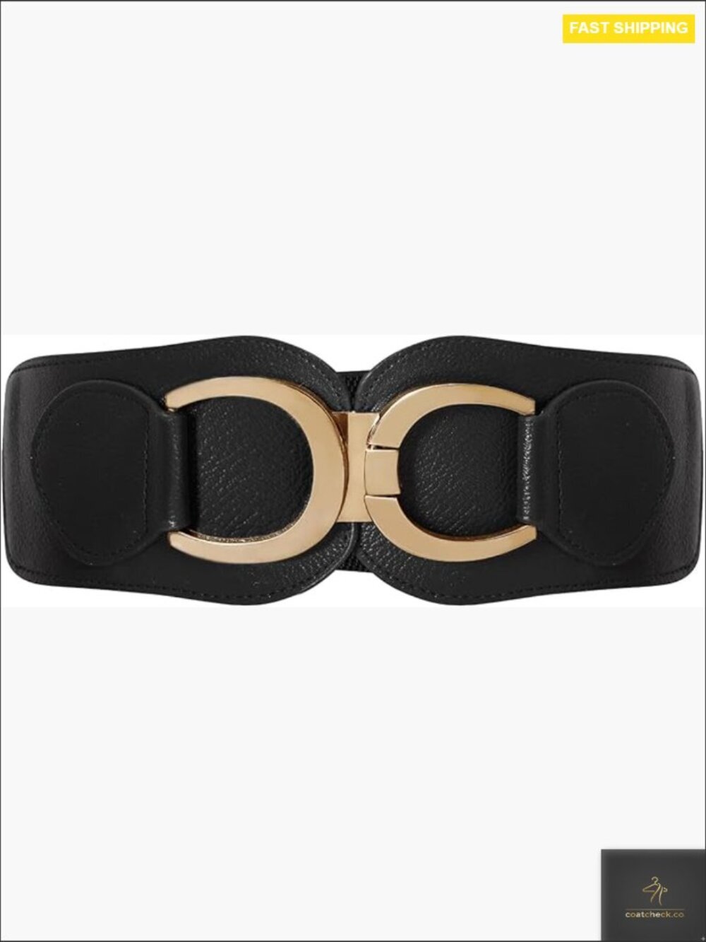 Wide Elastic Belt Gold Buckle Vintage Retro Stretchy Cinch for Dresses Coats